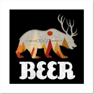 BEAR DEER FUNNY BEER Posters and Art